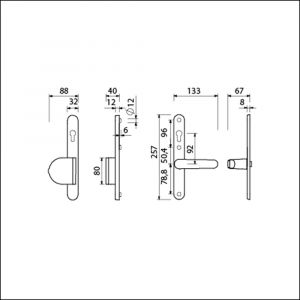 Ami VHB 257/32/2-90/83-378 veiligheids Rotaveer duwer-kruk smalschildgarnituur SKG** ovaal VHB 257/32/2 profielcilinder PC 92 omkeer 90/83 links en deurkruk 378 Rota Fuhr 869 deurdikte 53-57 mm 845359