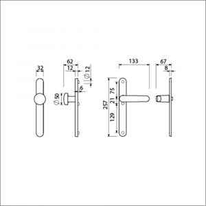 Ami VHB 257/32/2-169/50-378 veiligheids Rotaveer knop-kruk smalschildgarnituur SKG** ovaal VHB 257/32/2 blind knop 169/50 F1 en deurkruk 378 Rota 257/32/2 blind deurdikte 53-57 mm 845420