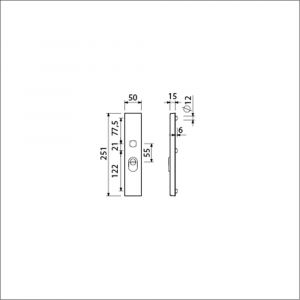 Ami VHB 251/15 KT veiligheidslangschild SKG*** kerntrekbeveiliging buitenlangschild 251/50/15 KT 55 mm F1 891004