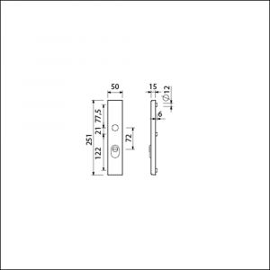 Ami VHB 251/15 KT veiligheidslangschild SKG*** kerntrekbeveiliging buitenlangschild 251/50/15 KT 72 mm F1 891006