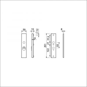 Ami VHB 251/15 KT veiligheidslangschild SKG*** kerntrekbeveiliging VHB 251/50/15 buiten KT 55 binnen profielcilinder PC 55 F1 deurdikte 38-42 mm 891121