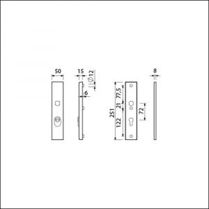 Ami VHB 251/15 KT veiligheidslangschild SKG*** kerntrekbeveiliging VHB 251/50/15 buiten KT 72 binnen profielcilinder PC 72 met deurkruk 332 F1 deurdikte 38-42 mm 891145