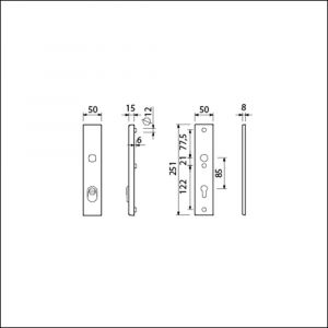 Ami VHB 251/15 KT veiligheidslangschild SKG*** kerntrekbeveiliging VHB 251/50/15 buiten KT 85 binnen profielcilinder PC 85 F1 deurdikte 38-42 mm 891171