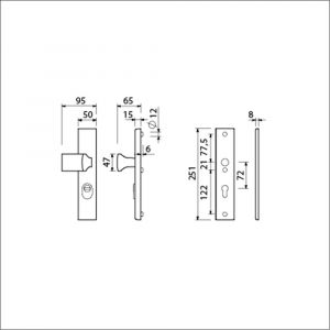 Ami VHB 251/15-144 KT senioren veiligheidsvoordeur-knoplangschildgarnituur SKG*** kerntrekbeveiliging omkeer VHB 251/50/15 KT 72 omkeer knop 144 en zonder deurkruk profielcilinder PC 72 omkeer F1 deurdikte 38-42 mm 891350