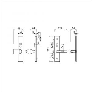 Ami VHB 251/15-144 KT senioren veiligheidsvoordeur-knoplangschildgarnituur SKG*** kerntrekbeveiliging omkeer VHB 251/50/15 KT 72 omkeer knop 144 en deurkruk 332 profielcilinder PC 72 omkeer F1 deurdikte 38-42 mm 891351