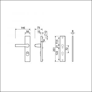 Ami VHB 251/15-379 KT veiligheids Rotaveer kruk-kruk langschildgarnituur SKG*** kerntrekbeveiliging VHB 251/50/15 KT 72 Rota kruk 379 profielcilinder PC 72 F1 deurdikte 38-42 mm 891511