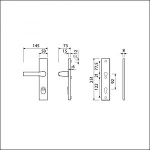 Ami VHB 251/15-379 KT veiligheids Rotaveer kruk-kruk langschildgarnituur SKG*** kerntrekbeveiliging VHB 251/50/15 KT 92 Rota kruk 379 profielcilinder PC 92 F1 deurdikte 38-42 mm 891521