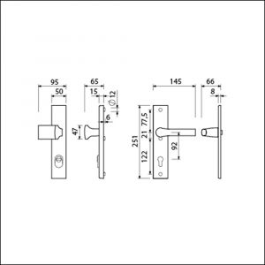 Ami VHB 251/15-144-379 KT veiligheids Rotaveer knop-kruk langschildgarnituur SKG*** kerntrekbeveiliging VHB 251/50/15 knop 144 KT 92 en Rota kruk 379 profielcilinder PC 92 F1 deurdikte 53-57 mm 891942