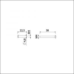 Ami patentbout compleet met huls ijzer vernikkeld M4x38 mm schroef en huls set 10 stuks 900111