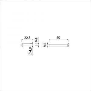 Ami patentbout compleet met huls ijzer vernikkeld M4x55 mm schroef en huls set 10 stuks 900117