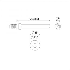 Ami gelagerde wissel Quickstift 8x80 mm speciaal 55-35 mm 900646