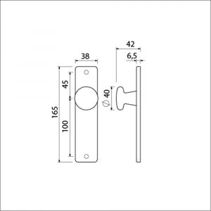 Ami 165/4 RH knopkortschild aluminium rondhoek knop 160/40 vast kortschild 165/4 RH blind F2 310101