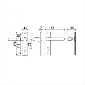 Ami KS 178/43-386 kruk-kruk garnituur deurkruk 386 Rota kortschild 178/43 PC 72 F1 deurdikte 38-42 mm 500150