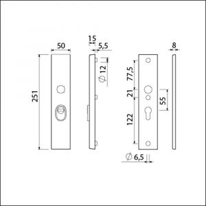 Ami VHB 251/15 KT veiligheidslangschild SKG*** kerntrekbeveiliging VHB 251/50/15 buiten KT 55 binnen PC 55 zwart deurdikte 38-42 mm 739710