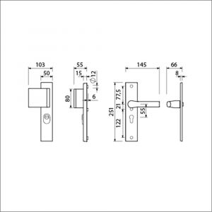 Ami VHB 251/15-90/80-379 KT veiligheids Rotaveer duwer-kruk langschildgarnituur SKG*** kerntrekbeveiliging VHB 251/50/15 KT 55 deurduwer 90/80 links deurkruk 379 Rota PC 55 F1 deurdikte 38-45 mm 891611