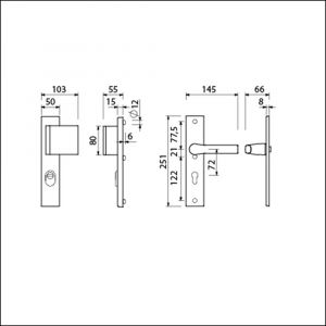 Ami VHB 251/15-90/80-379 KT veiligheids Rotaveer duwer-kruk langschildgarnituur SKG*** kerntrekbeveiliging VHB 251/50/15 KT 72 deurduwer 90/80 rechts deurkruk 379 Rota PC 72 F1 deurdikte 38-45 mm 891621