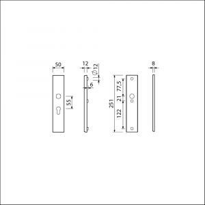 Ami VHB 251/50 veiligheidslangschild SKG*** VHB 251/50 buiten PC 55 binnen blind F1 deurdikte 38-45 mm 803123