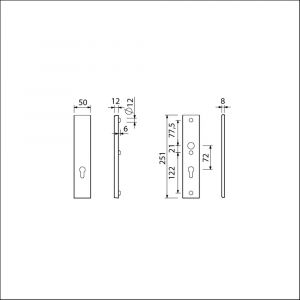 Ami VHB 251/50 veiligheidslangschild SKG*** VHB 251/50 buiten zonder krukgat PC 72 binnen PC 72 F2 deurdikte 38-45 mm 800056