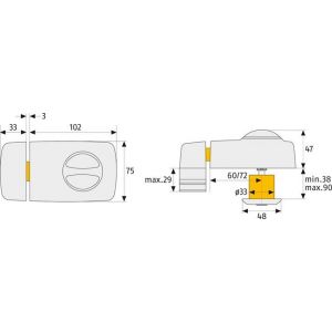 Abus bijzetslot knop-buiten cilinder 7010 B 53268