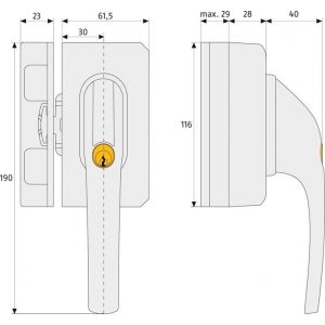 Abus zware afsluitbare raamgreep FO500 W KA 0058 04338