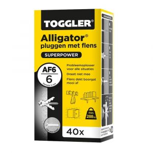 Toggler AF6-40 Alligator plug met flens AF6 diameter 6 mm doos 40 stuks wanddikte > 9,5 mm 91100410