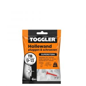 Toggler TB-6-schroef hollewandplug TB met schroef zak 6 stuks plaatdikte 9-13 mm 96136200