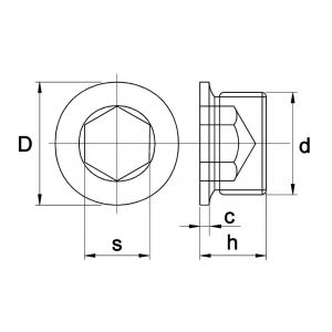 Kobout 5908ZW24150 afdichtstop met kraag en binnenzeskant en pijpschroefdraad DIN 908 5.8 onbehandeld staal M24x1,5 mm