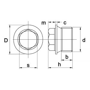 Kobout 5910ZW30150 afdichtstop met kraag en zeskant en cilindrische pijpschroefdraad DIN 910 5.8 onbehandeld staal M30x1,5 mm