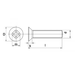 Kobout 4965A203016 metaalschroef verzonkenkop Philipsdrive (kruiskop) DIN 965 RVS A2 M3x16 mm