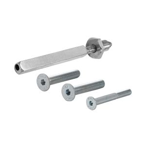 GPF Bouwbeslag GPFAG0319 bevestigingsset voor veiligheids beslag deurdikte 104 mm knop-kruk 2x M8x110-1x M6x110 en wisselstift M10x16-8x125 mm 10.9 AG0319