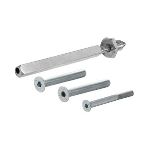 GPF Bouwbeslag AG0321 bev.set voor veiligheids beslag deurdikte 54 mm knop-kruk 2x M8x60/1x M6x60 en wisselstift M10x16/8x75 mm 10.9 AG0321