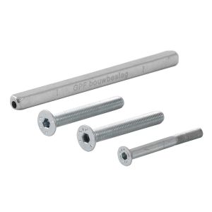 GPF Bouwbeslag AG0323 bevestigingsset voor veiligheids beslag deurdikte 84 mm kruk-kruk 2x M8x90/1x M6x90 en krukstift 8x8x150 mm 10.9 - AG0323