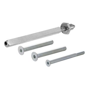 GPF Bouwbeslag AG0326 bev.set voor veiligheids beslag deurdikte 74 mm knop-kruk 2x M8x80/1x M6x80 en wisselstift M10x16/8x100 mm 10.9 AG0326