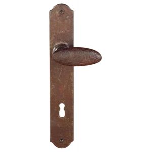 Utensil Legno FM335R M BB56 deurkruk gatdeel op schild 245x40 mm BB56 met veer gepatenteerd systeem rechtswijzend roest TH703357M301