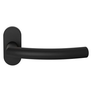 GPF Bouwbeslag ZwartWit GPF1075.61-04R Tonga deurkruk gatdeel op ovaal rozet 70x32 mm rechtswijzend zwart GPF1075610300-04