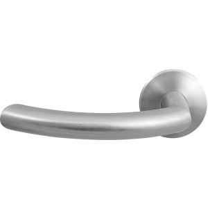 GPF Bouwbeslag RVS GPF2025.09-00L/R Hoki deurkruk gatdeel op rond rozet RVS 50x8 mm links-rechtswijzend RVS geborsteld GPF2025090200-00