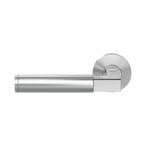 GPF Bouwbeslag RVS GPF2080.09/49-00L/R Kuri Duo deurkruk gatdeel op rond rozet 50x8 mm links-rechtswijzend RVS geborsteld-RVS gepolijst GPF208009-490200-00