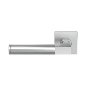 GPF Bouwbeslag RVS GPF2080.09/49-02L/R Kuri Duo deurkruk gatdeel op vierkant rozet 50x50x8 mm links-rechtswijzend RVS geborsteld GPF208009-490200-02