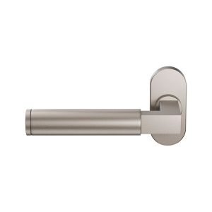 GPF Bouwbeslag Anastasius GPF2080.A3-04 L Kuri deurkruk gatdeel op ovaal rozet 70x32 mm linkswijzend Mocca blend GPF2080A30200-04