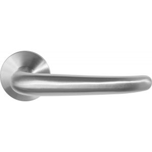 GPF Bouwbeslag RVS GPF3085.09-00 Tino deurkruk op rond rozet RVS 50x8 mm RVS geborsteld GPF3085090100-00