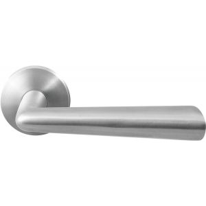 GPF Bouwbeslag RVS GPF3100.09-00 Pirau deurkruk op rond rozet RVS 50x8 mm RVS geborsteld GPF3100090100-00