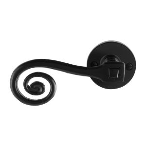 GPF Bouwbeslag Smeedijzer GPF6200.60-00L Kera deurkruk gatdeel op rond rozet 53x5 mm linkswijzend smeedijzer zwart GPF6200600200-00