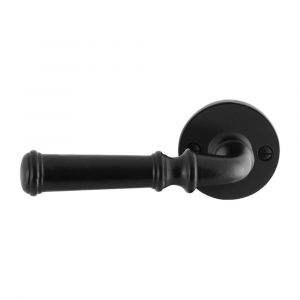 GPF Bouwbeslag Smeedijzer 6220.60-00L/R Meri deurkruk gatdeel op ronde rozet 53x5 mm links-rechtswijzend smeedijzer zwart GPF6220600200-00