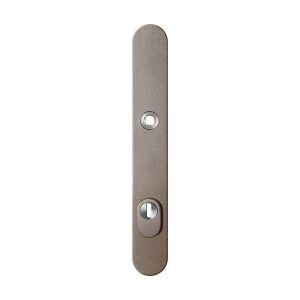 GPF Bouwbeslag Anastasius 9028.A3 veiligheids buitenschild smal SKG*** 257x35x11 mm afgerond met kerntrekbeveiliging PC92 massief Mocca blend GPF9028A3062