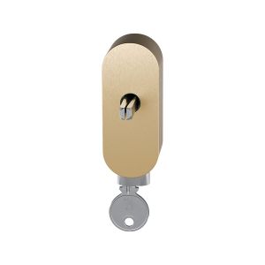 GPF Bouwbeslag PVD GPF9250.P4.0032 draaikiepmechanisme afsluitbaar SKG*** ovaal 83x34x31 mm met stift binnenzijde 32 mm PVD mat messing GPF9250P40032