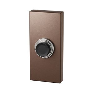 GPF Bouwbeslag Anastasius 9826.A2.1101 beldrukker rechthoekig 70x32x10 mm met zwarte button Bronze blend GPF9826A21101