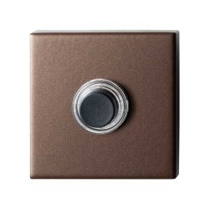 GPF Bouwbeslag Anastasius 9826.A2.1102 beldrukker vierkant 50x50x8 mm met zwarte button Bronze blend GPF9826A21102