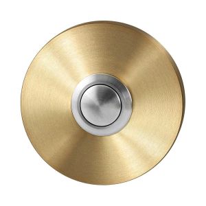 GPF Bouwbeslag PVD 9827.09P4 beldrukker rond 50x8 mm met RVS button PVD mat messing GPF9827094P4