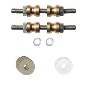 GPF Bouwbeslag Anastasius GPF9969.A4DB glasdeur set met vlak rozet 19x2 mm en 19x2 mm transparant onder rozet voor grepen met dubbelzijdige bevestiging Champagne blend GPF9969A4DB19