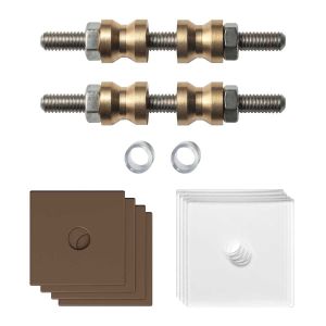 GPF Bouwbeslag Anastasius GPF9970.A2DB glasdeur set met vlak rozet 32x32x2 mm en 32x32x2mm transparant onder rozet voor grepen met dubbelzijdige bevestiging Bronze blend GPF9970A2DB32 GPF9970A2DB32